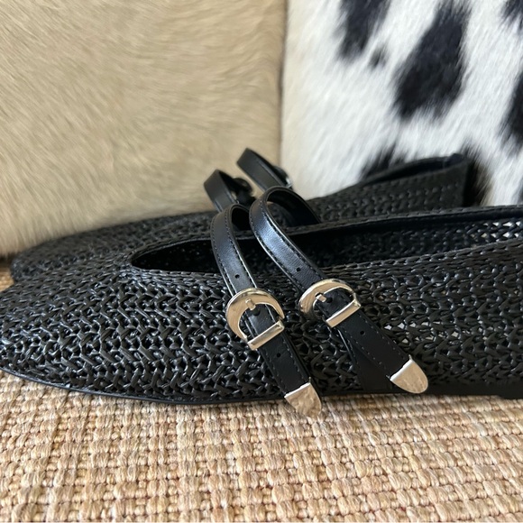 Black Woven Mary Jane Flats - Picture 4 of 5